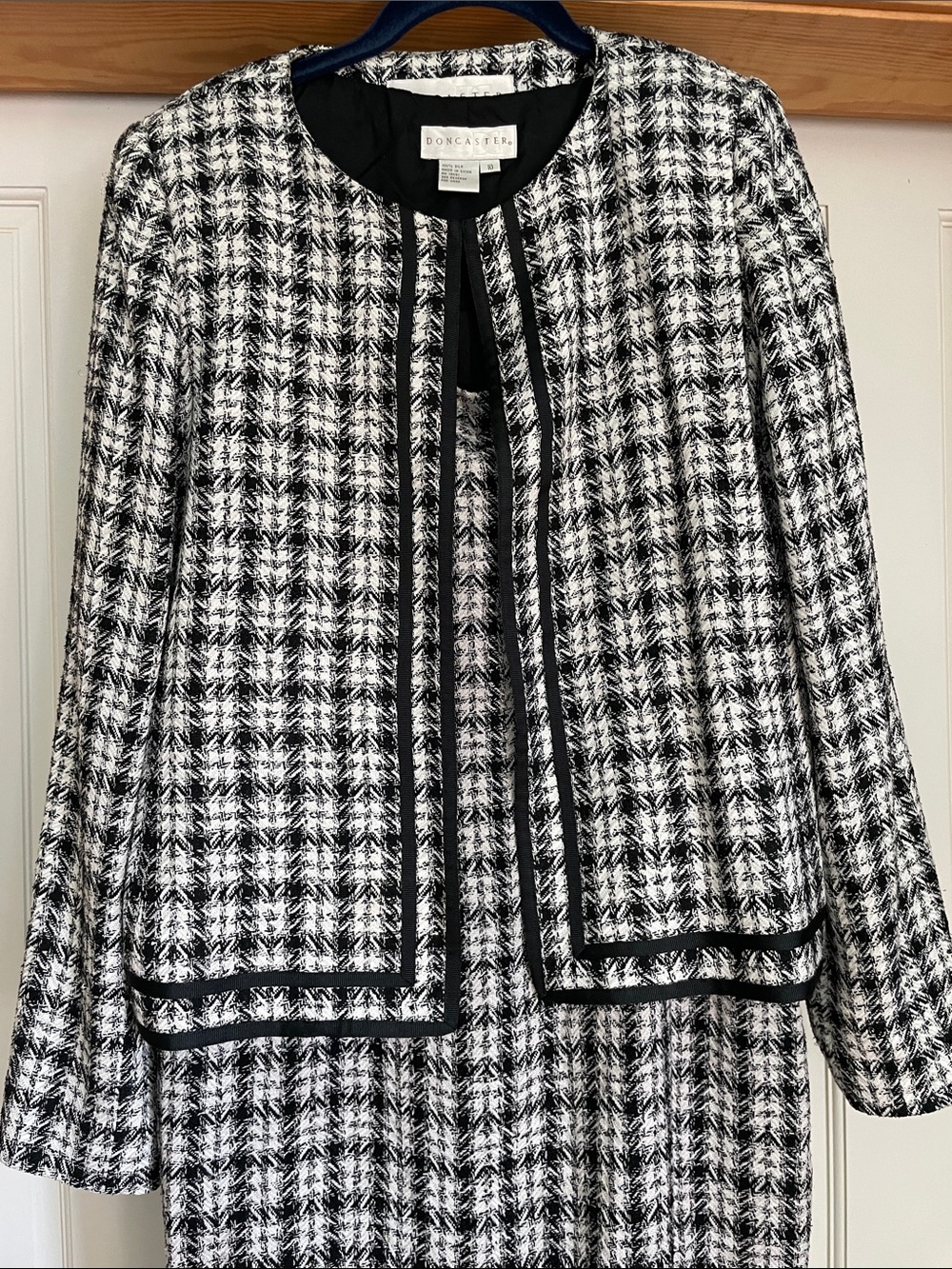 Doncaster Vintage Black & White Houndstooth Dress Jacket Suit - Picture 4 of 15